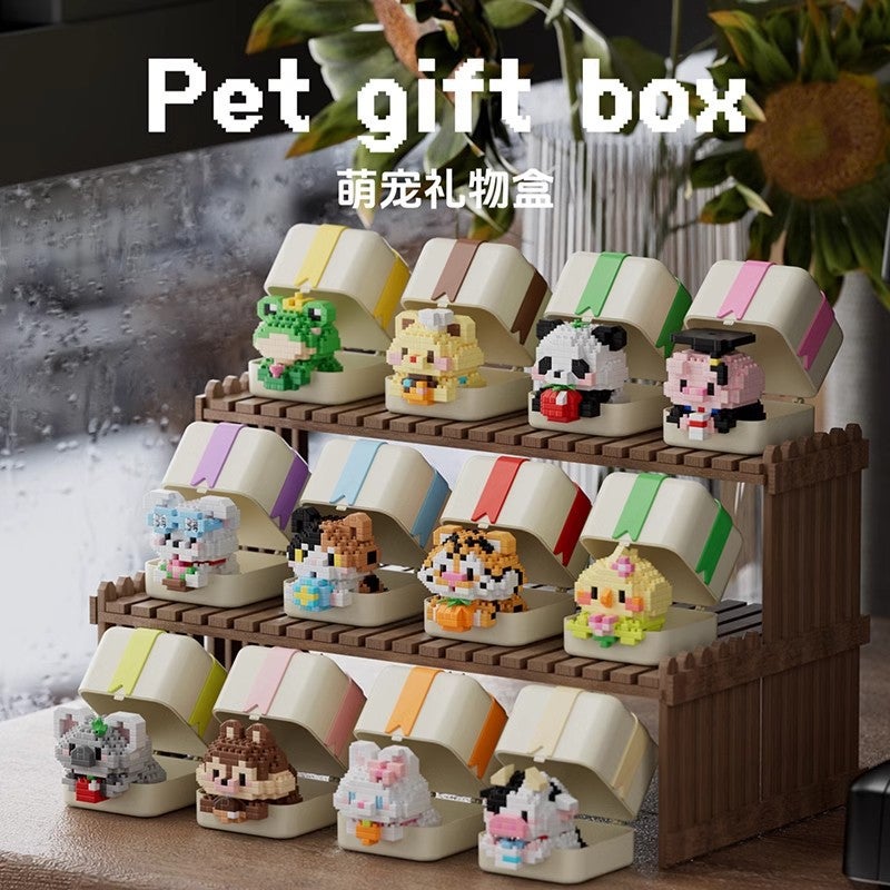 Compatible With Lego Bear Pendant Cute Pet Gift Box Panda Tiger Rabbit Cartoon Doll Building Blocks Children'S Toys - Image 2